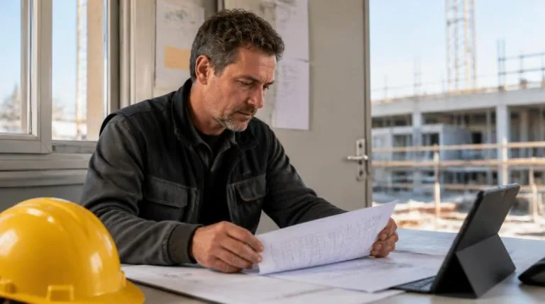 Grille de salaire BTP 2026 consultée sur chantier