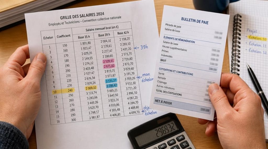 Lecture d’un indice majoré sur une grille salariale