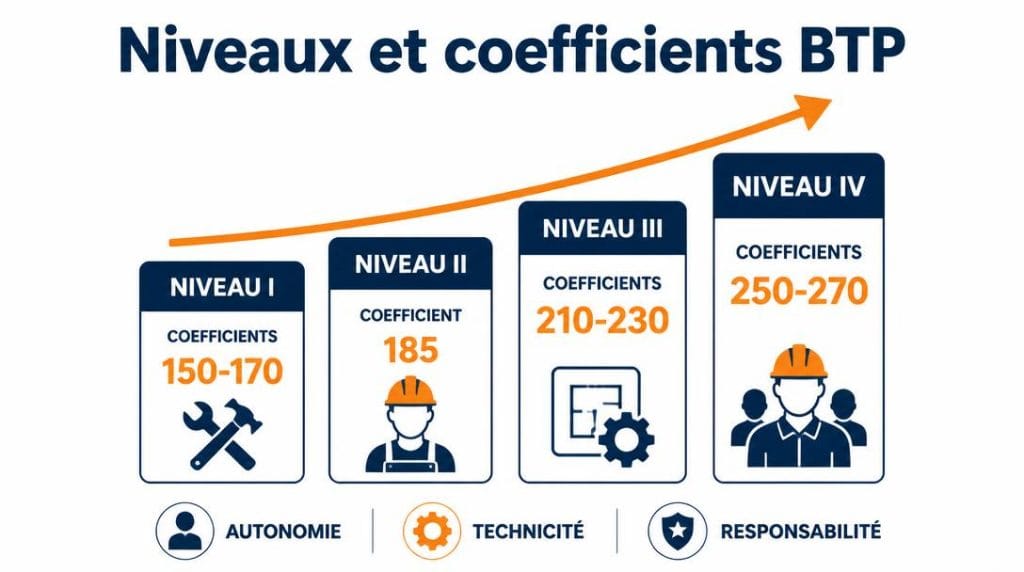 Niveaux et coefficients ouvriers du bâtiment