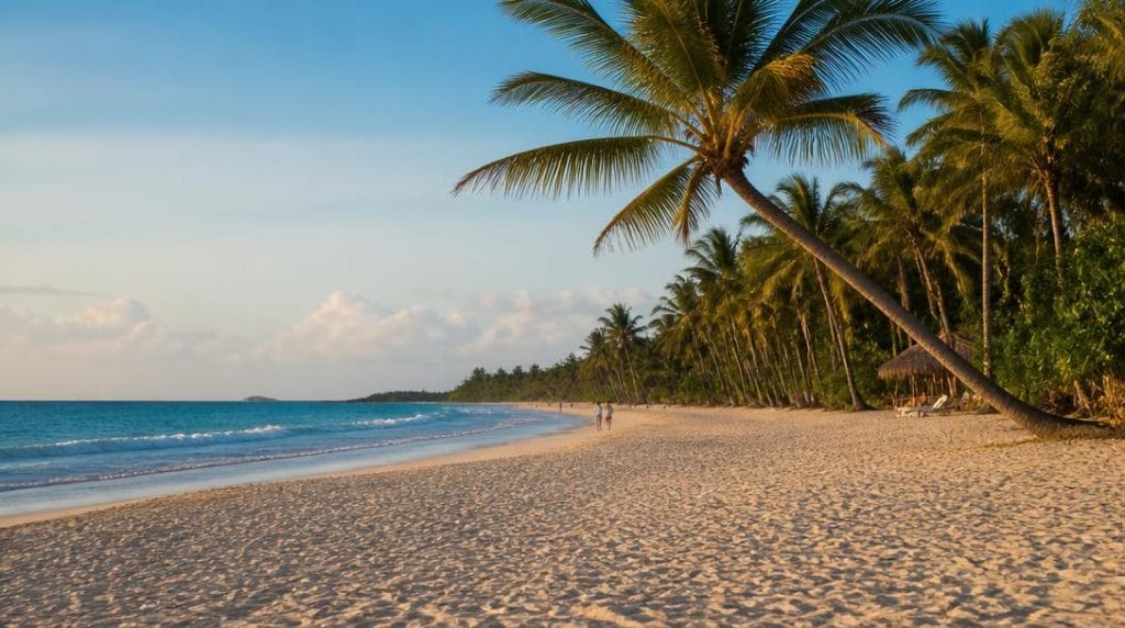 Plage de Khao Lak calme et bordée de palmiers