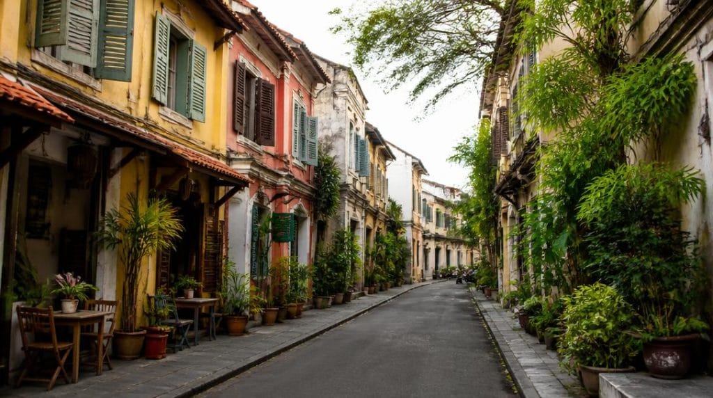 Maisons sino-portugaises dans une vieille ville thaïlandaise