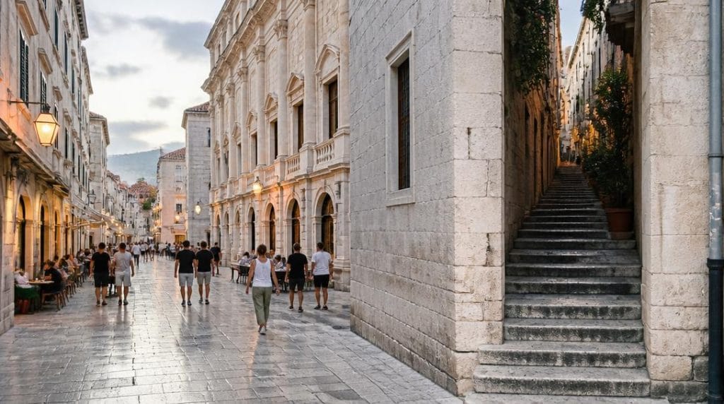 Vieille ville de Dubrovnik et rue Stradun pavée