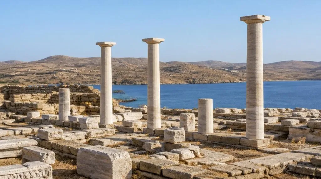 Ruines antiques au bord de la mer Égée