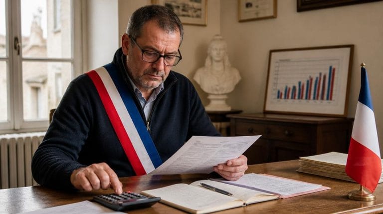 Maire examinant un dossier sur le salaire d'un maire