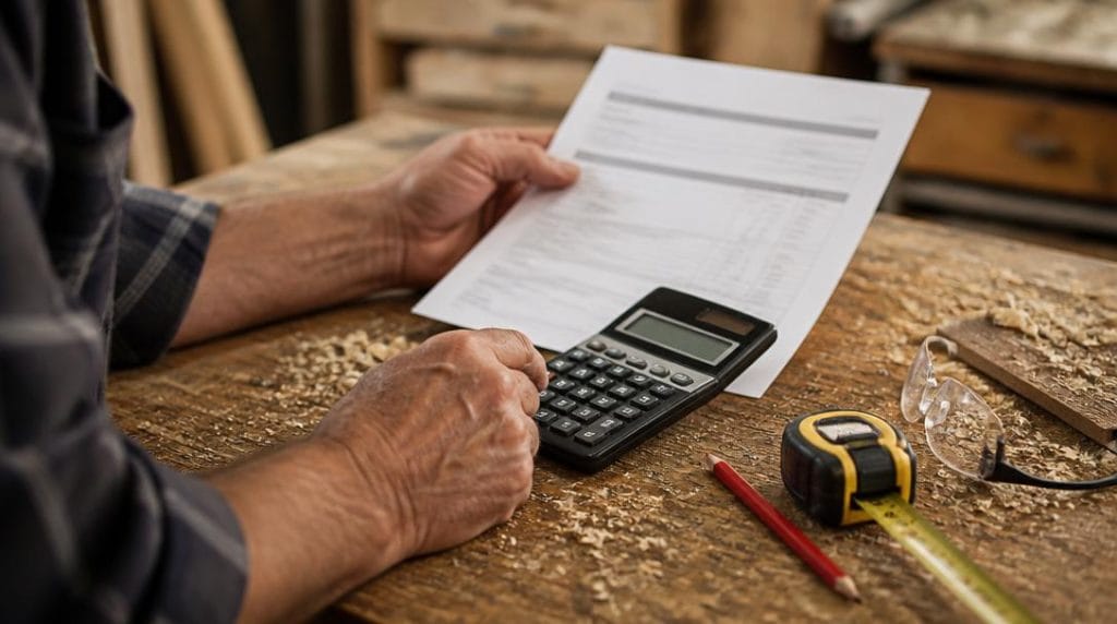 Calcul du salaire menuisier brut net sur établi