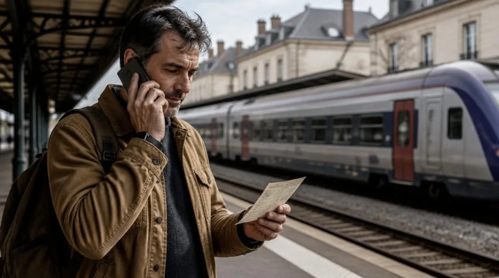 Voyageur appelant le service client SNCF