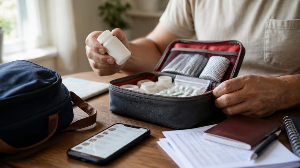 Trousse de secours et assurance voyage préparées