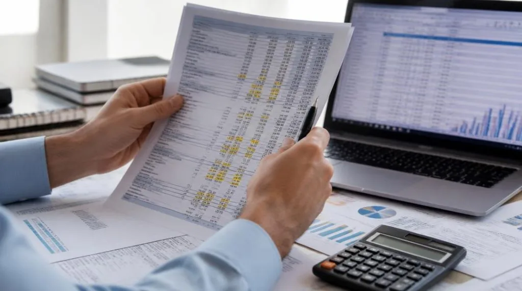 Professionnel vérifiant des comptes pour un audit