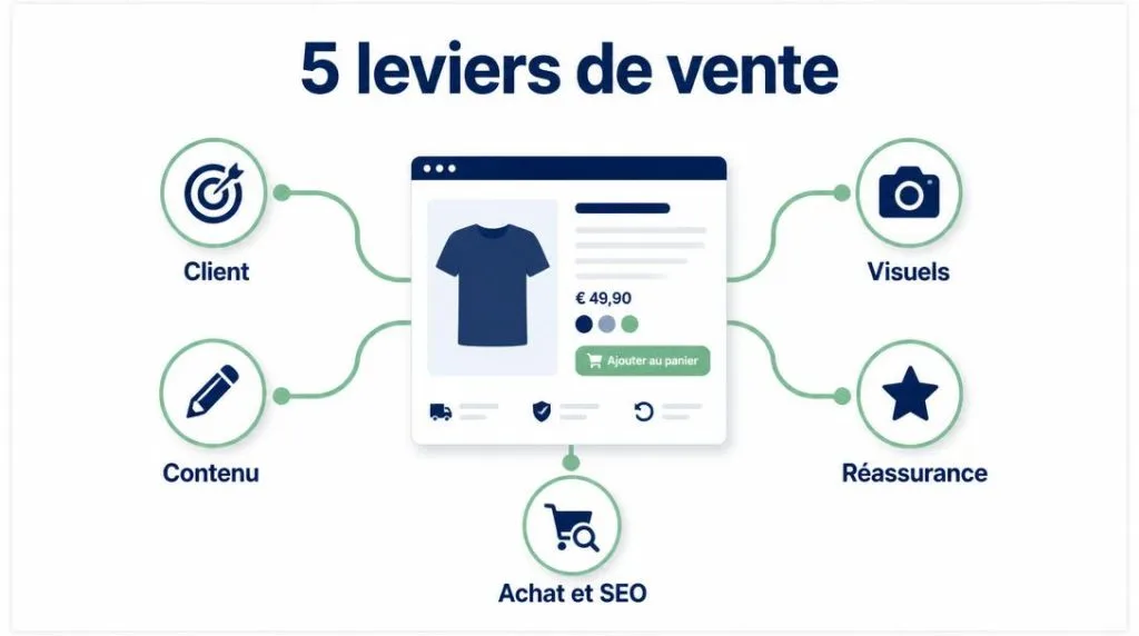 Schéma des cinq leviers de conversion e-commerce
