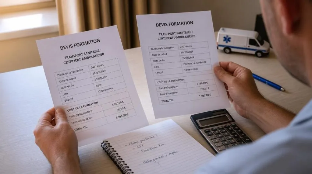 Devis et budget de formation ambulancière