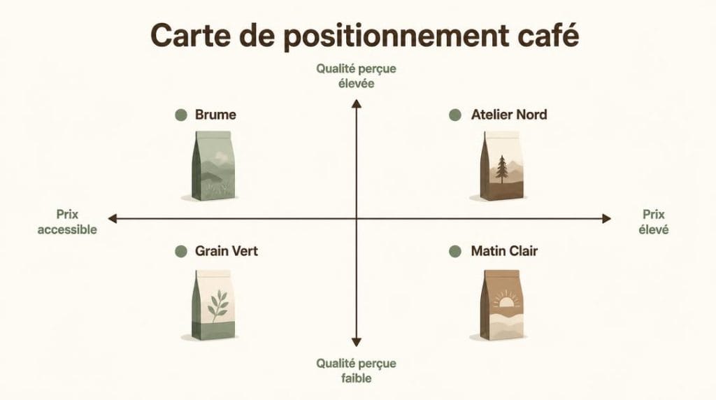 Carte de positionnement de marques de café fictives