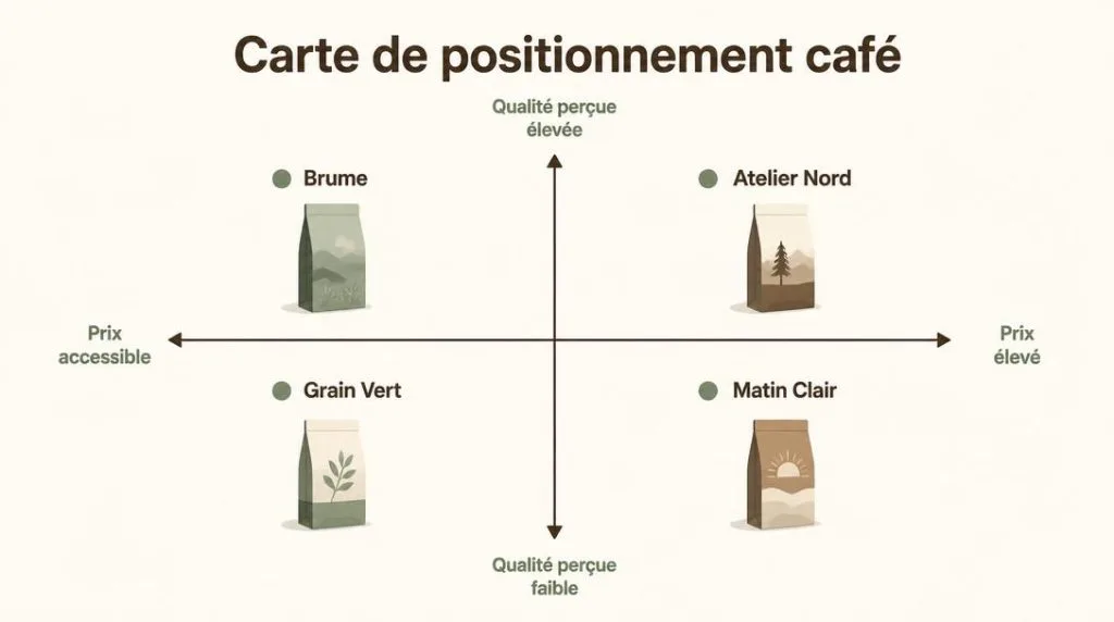 Carte de positionnement de marques de café fictives