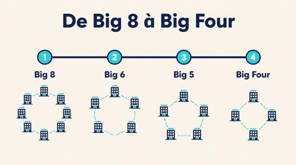 Frise historique de Big 8 à Big Four