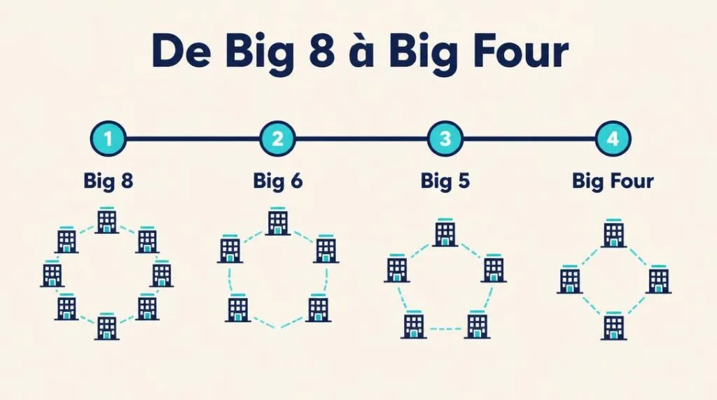 Frise historique de Big 8 à Big Four