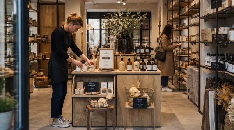 Merchandising dans un magasin organisé autour des produits