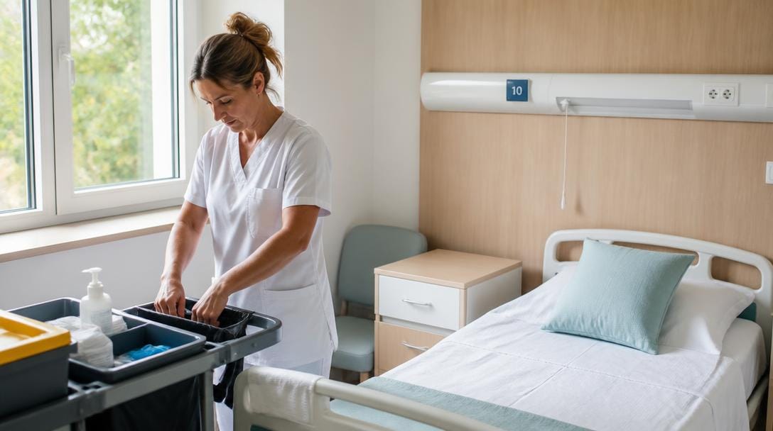 Professionnelle assurant le Métier d'ASH dans une chambre