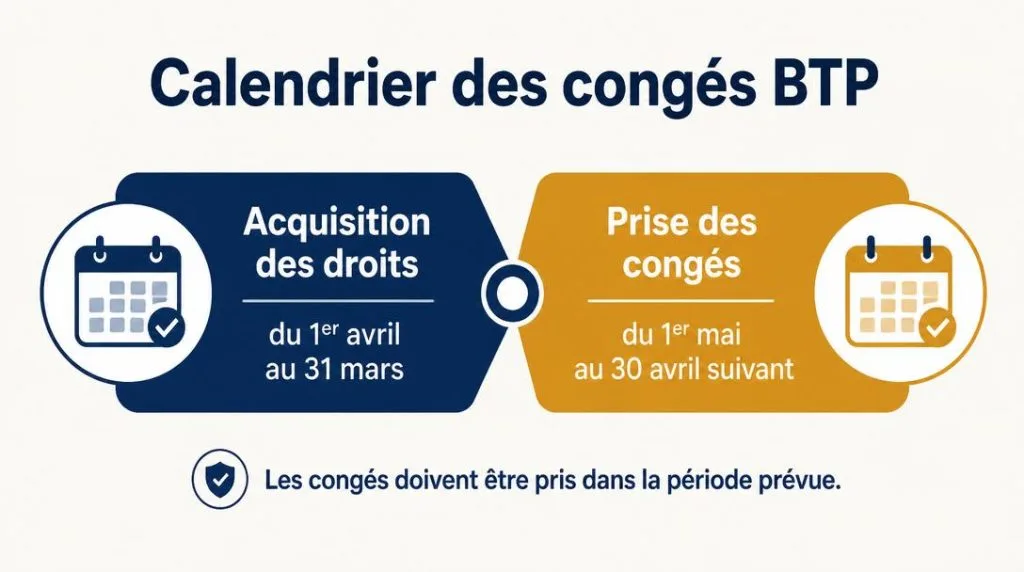 Calendrier acquisition et prise des congés BTP