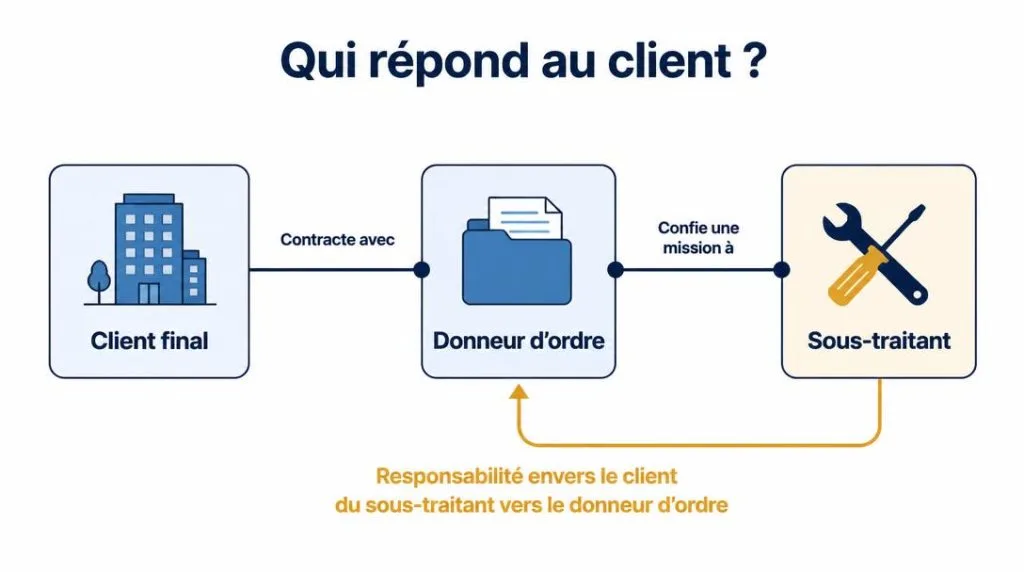 Schéma donneur d’ordre, client final et sous-traitant