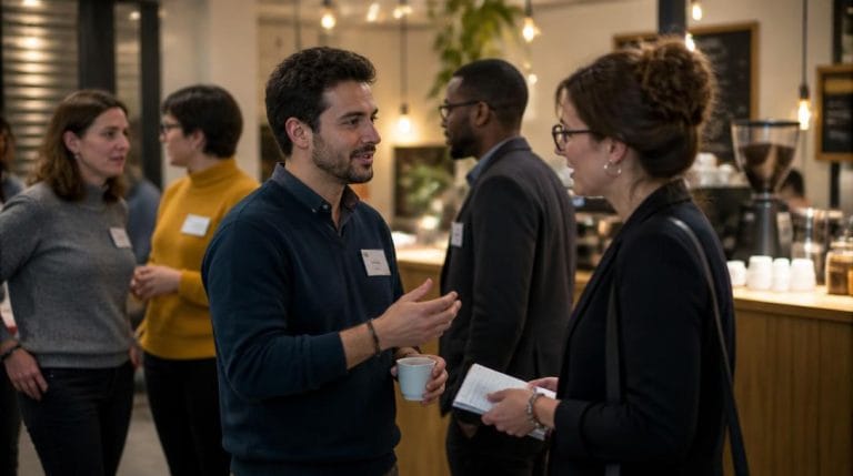 Groupe échangeant pour rencontrer des entrepreneurs localement