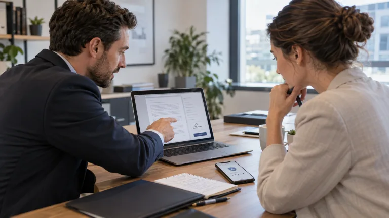 Signature électronique d’un contrat de travail sur ordinateur portable