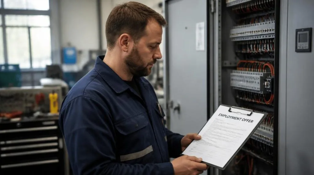 Technicien comparant une offre de salaire brut industriel