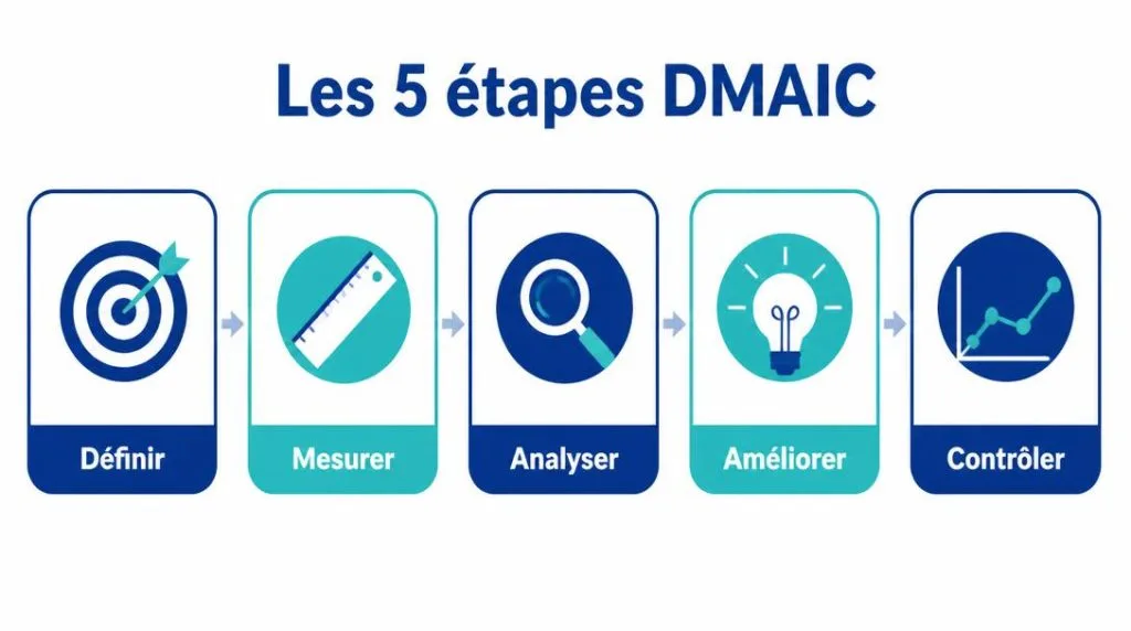 Schéma des cinq étapes de l’amélioration continue