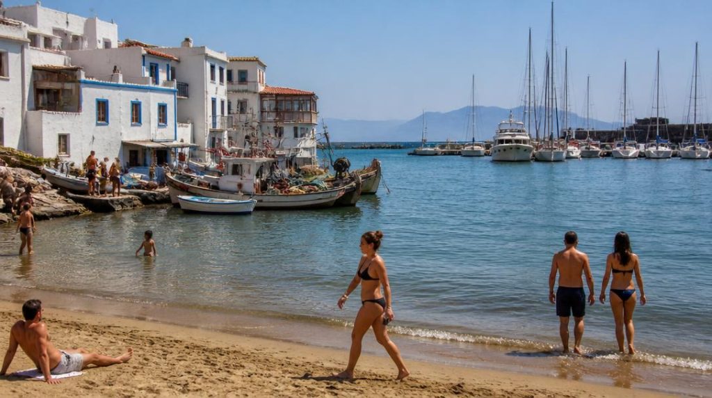 Baie méditerranéenne près d’un port de pêche