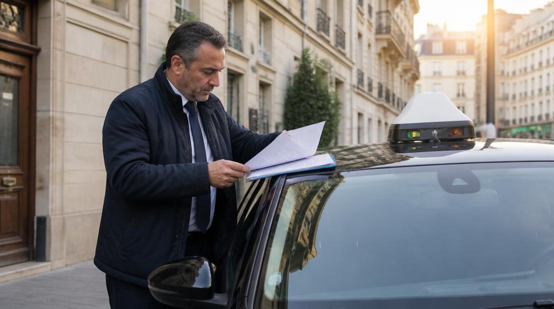 Conducteur préparant son projet pour devenir chauffeur de taxi