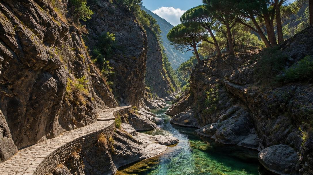 Sentier des Gorges d’Héric près de vasques naturelles