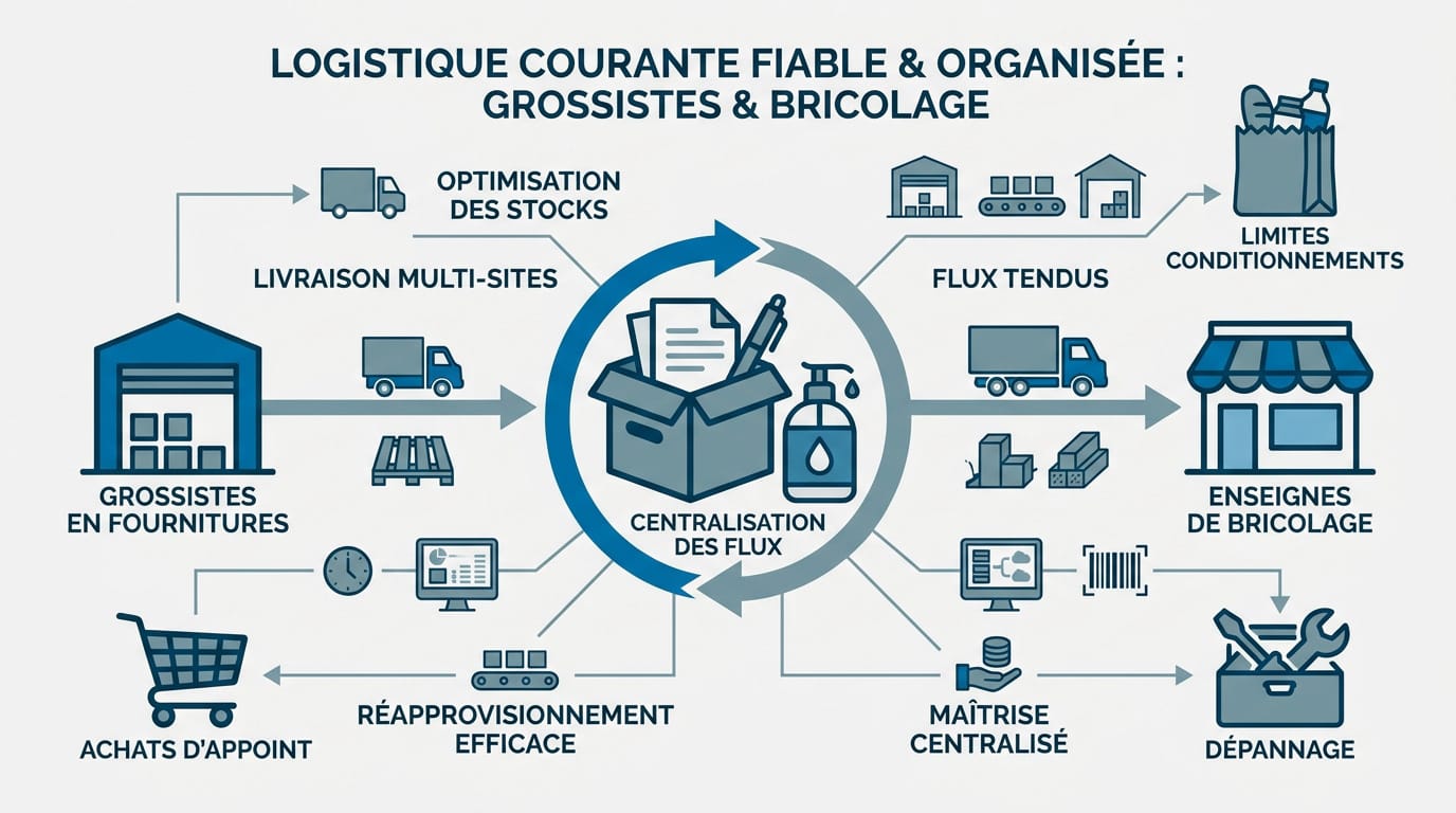 Infographie centralisation des flux entre grossistes et bricolage