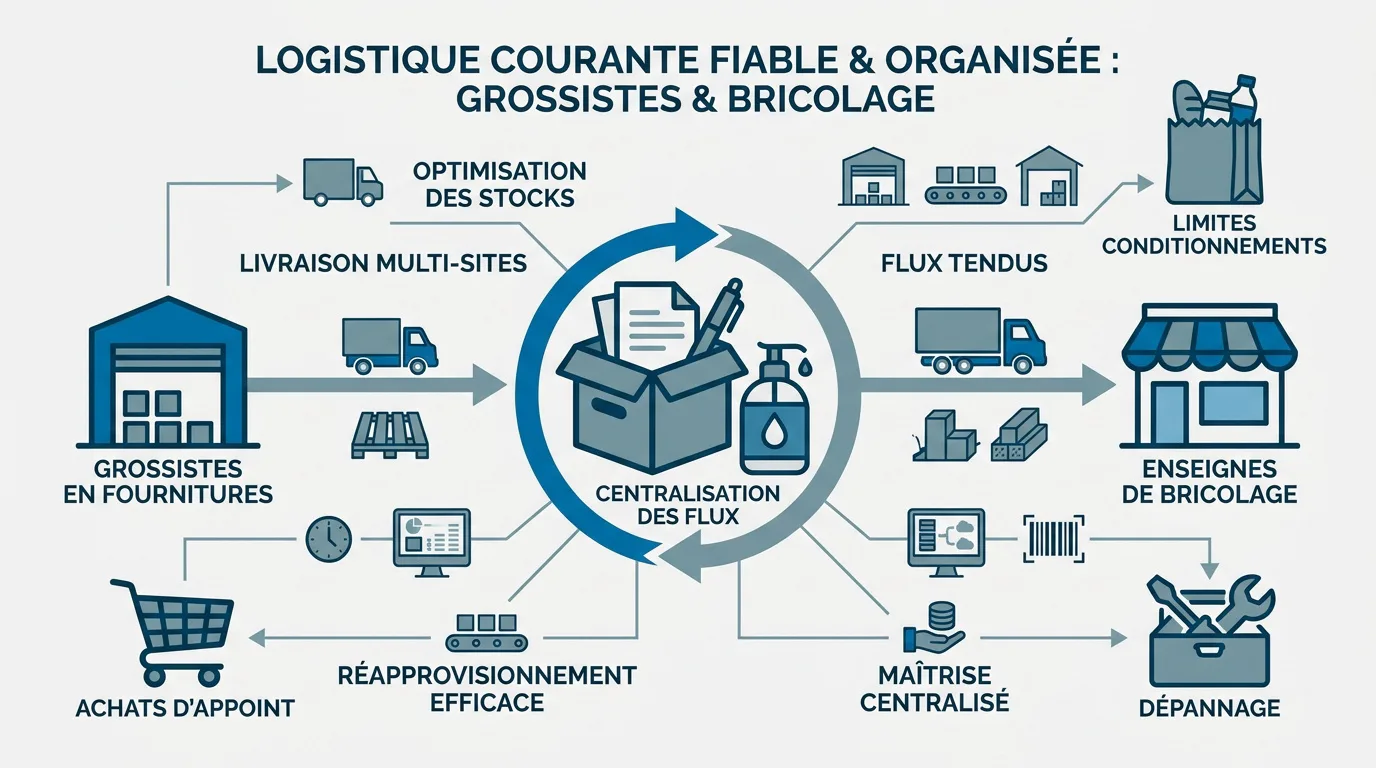 Infographie centralisation des flux entre grossistes et bricolage